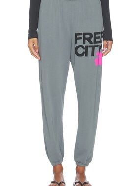 freecity Gray Joggers with Pink Logo Accent
